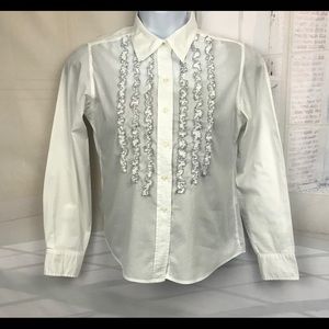Lucky Brand Shirt Ruffle Button Down Long Sleeve
